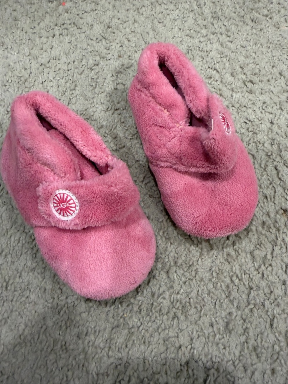 UGG Pink Plush Slip-On Kids Slippers